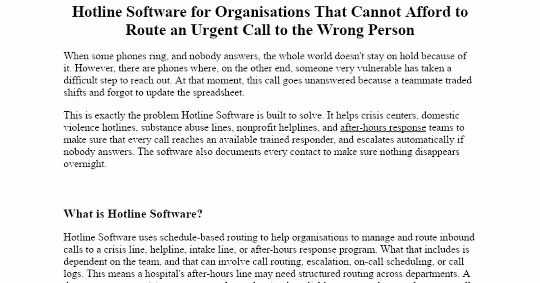 Cover image for Hotline Software Development for Crisis Response