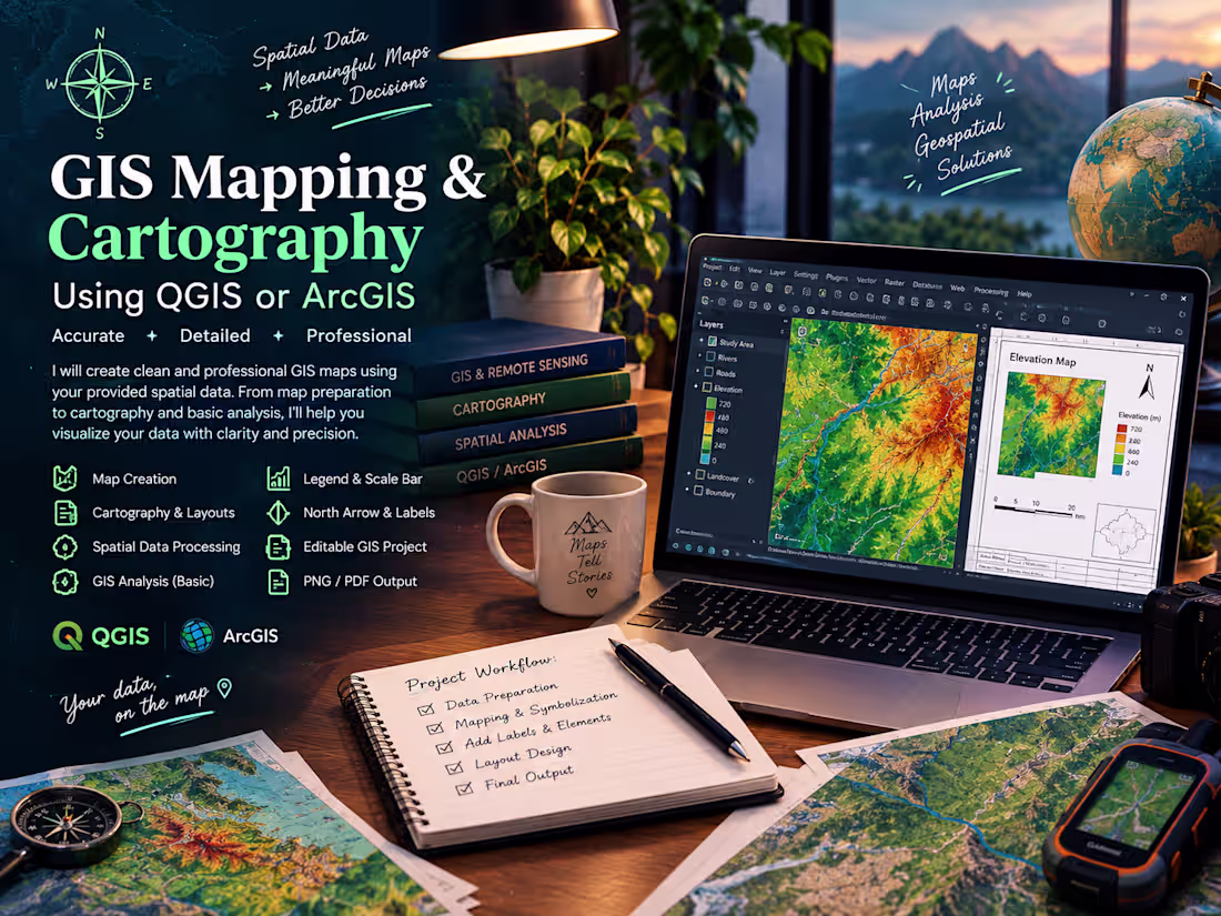 Cover image for GIS Mapping & Cartography Using QGIS or ArcGIS