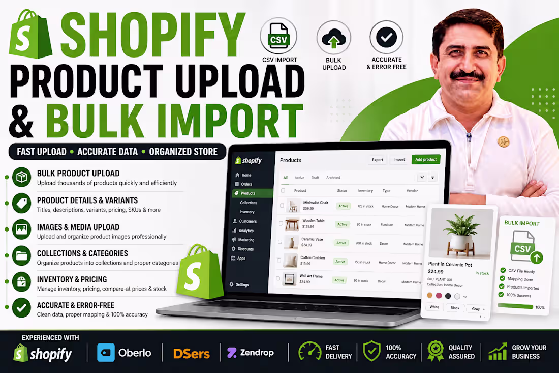 Cover image for Shopify Product Upload & Bulk Import