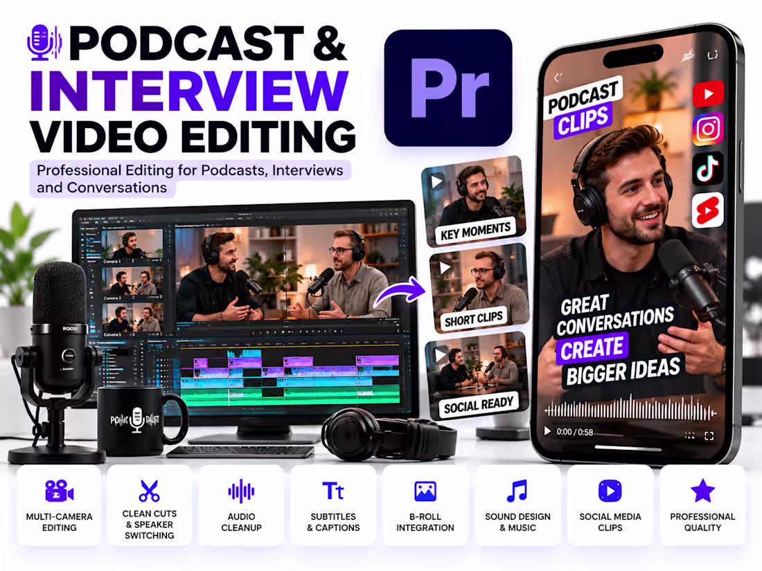 Cover image for Podcast & Interview Video Editing in Premiere Pro