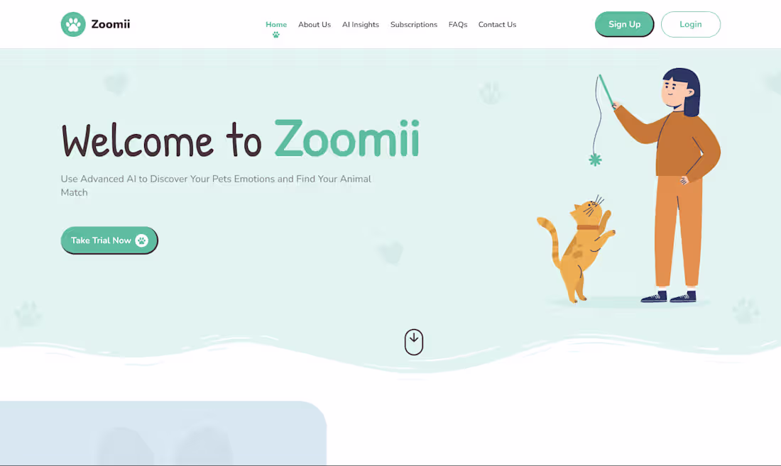 Cover image for Zoomii. a fun project for my client that identified pet emot...