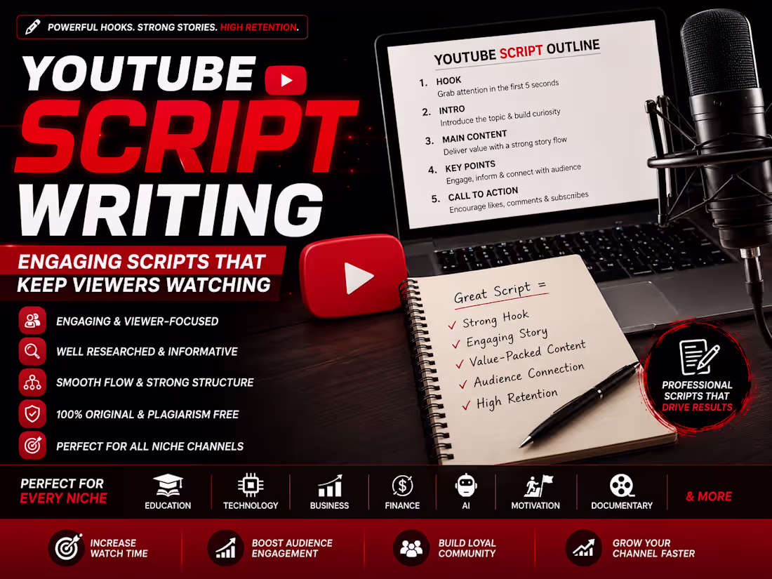 Cover image for YouTube Script Writing | Engaging Scripts
