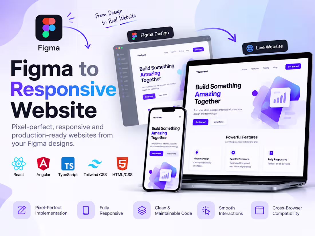 Cover image for I will convert your Figma design into a responsive website