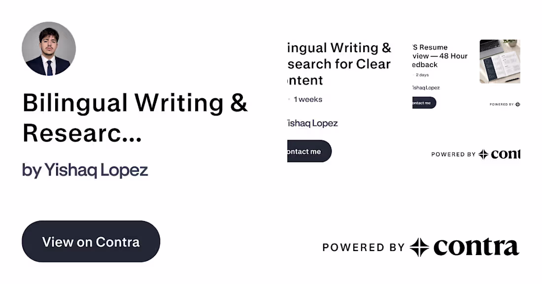 Cover image for Bilingual Content Research & Clear Drafts
