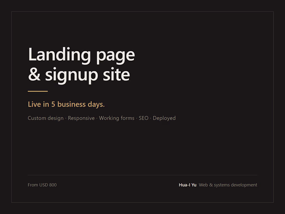 Cover image for Landing page or event signup site