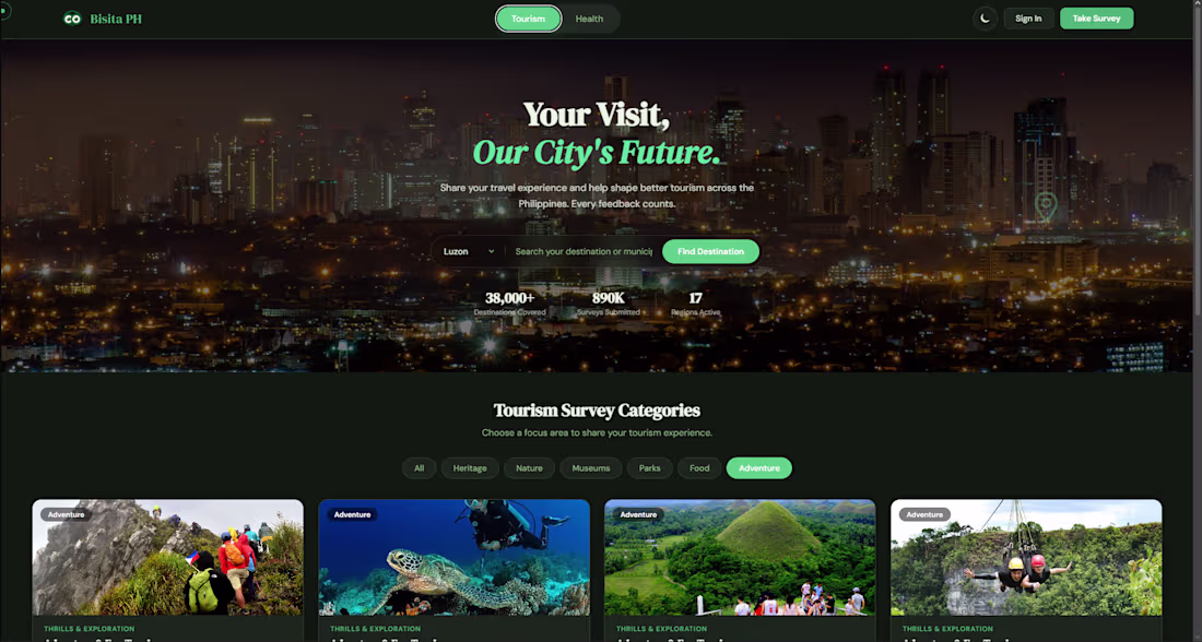 Cover image for Health and Tourism Survey System in one website