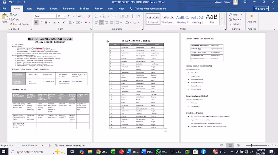 Cover image for Customer content calendar 