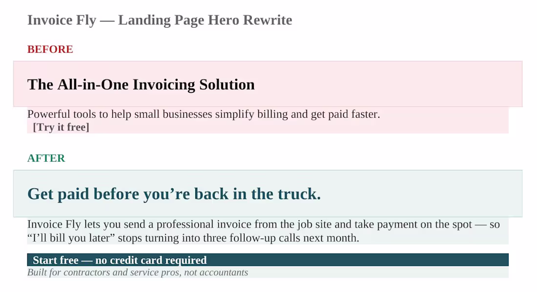 Cover image for SaaS Landing Page Rewrite — Invoice Fly (Spec)