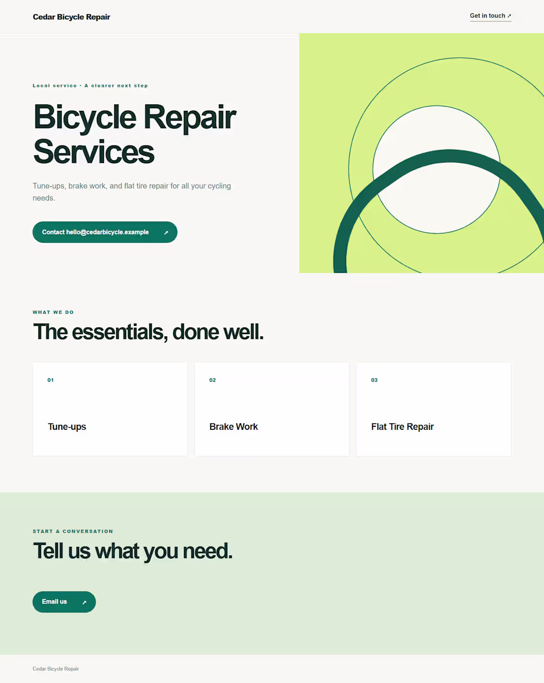 Cover image for Fictional demo: Cedar Bicycle Repair website