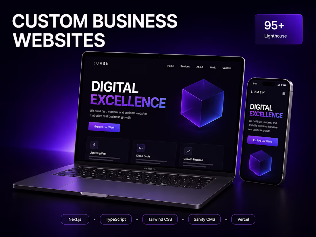 Cover image for Custom Business Website Development (Next.js + Modern Design)