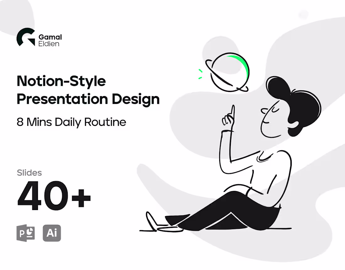 Cover image for Notion Style Powerpoint Template | Productivity Tips