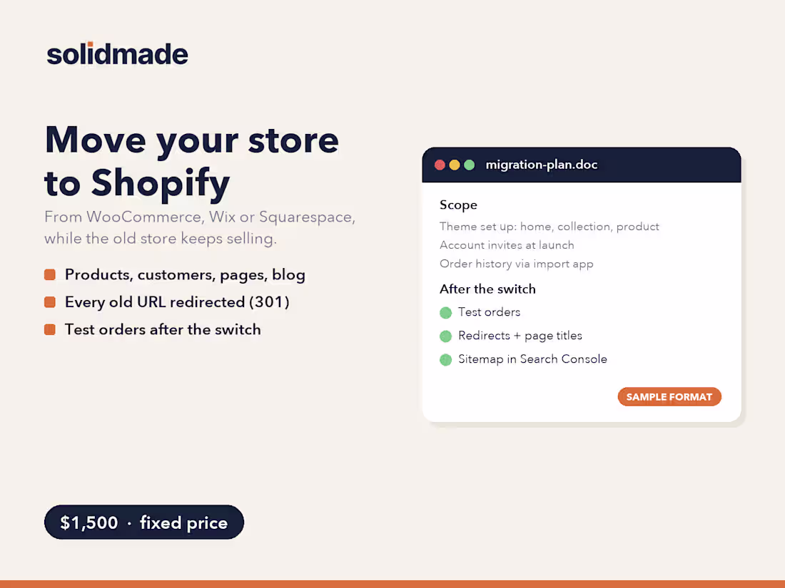 Cover image for Move a store to Shopify (WooCommerce, Wix, Squarespace)