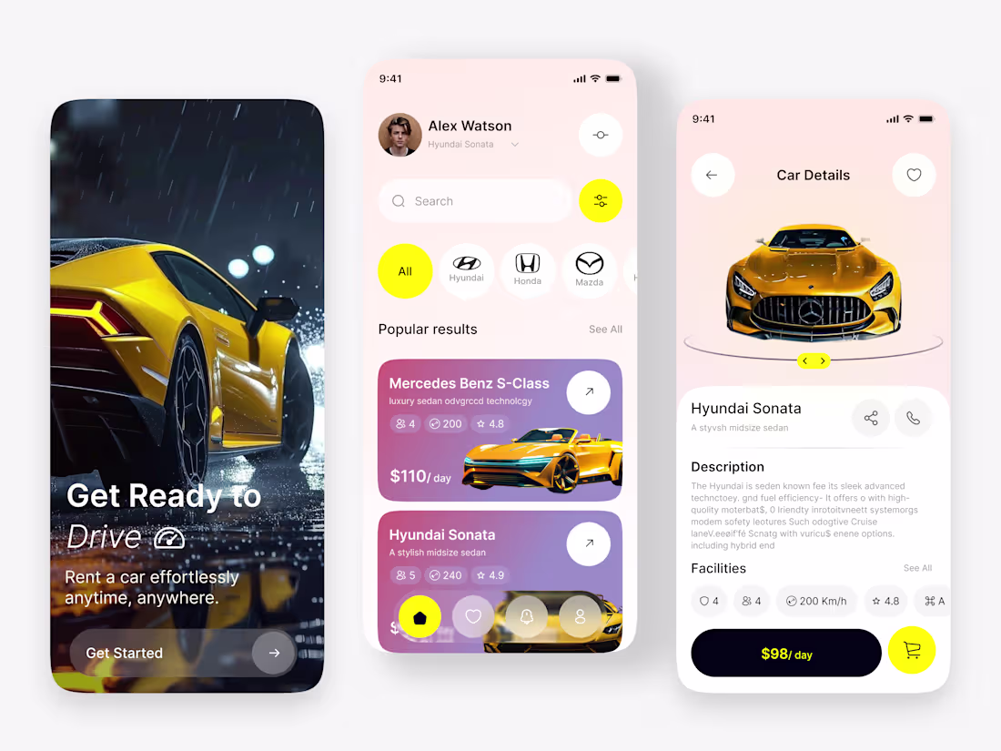 Cover image for Here is my Luxury Car Rental Mobile App Concept Redesign Fee...