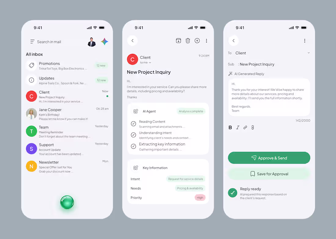 Cover image for AI Email Automation App – Smart Email Assistant UI/UX Design