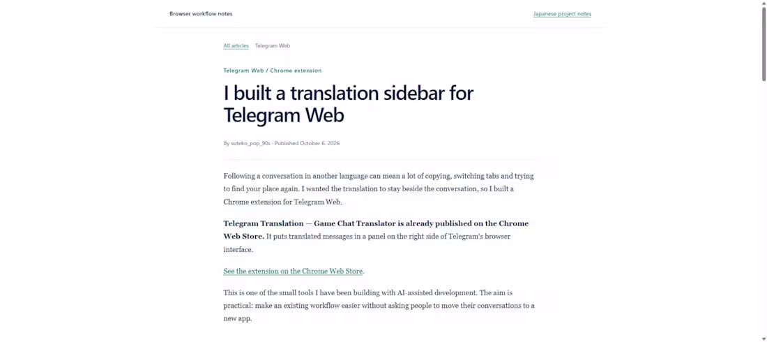 Cover image for Telegram Web Translation Sidebar —