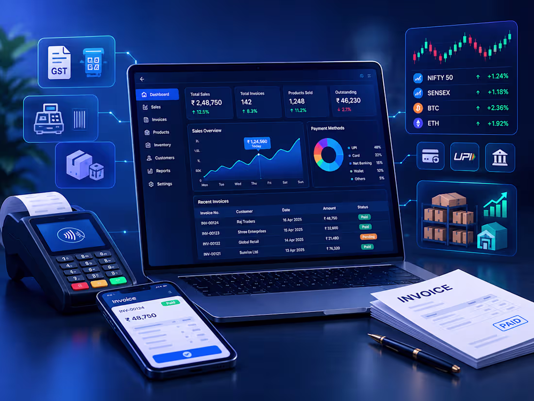 Cover image for GST Billing, POS Invoicing, or FinTech Orderbook Trading Web App