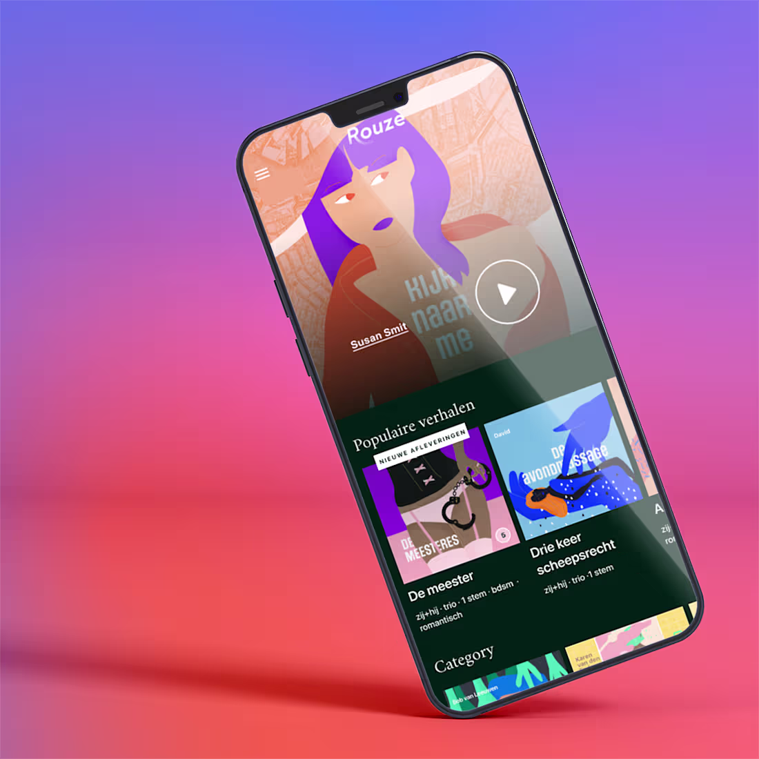 Cover image for UX/UI design - app for listening to erotic stories 