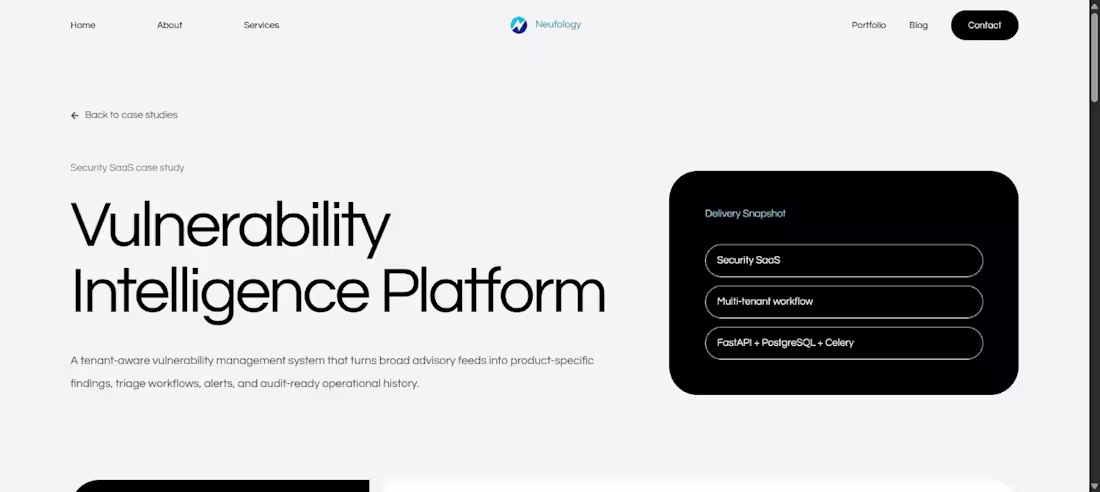 Cover image for Vulnerability Intelligence Platform — Security SaaS