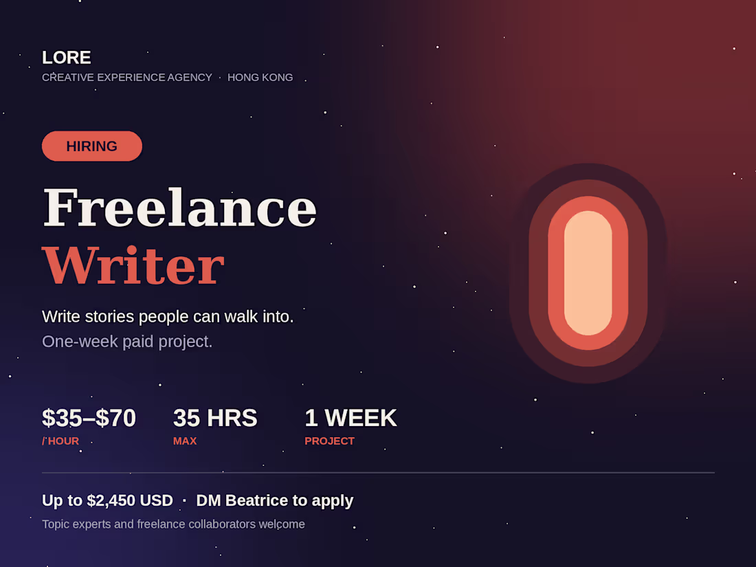 Cover image for [HIRING] Freelance Writer: 1-Week Paid