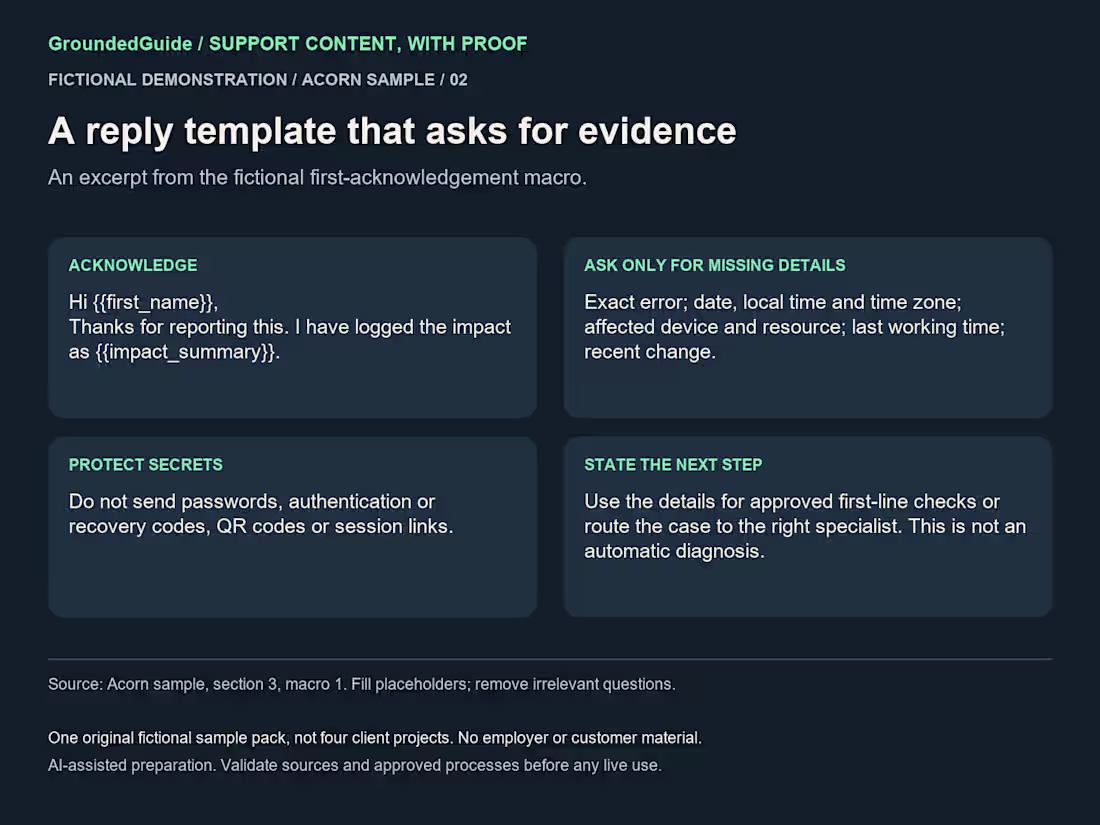 Cover image for GroundedGuide — fictional demo: reusable