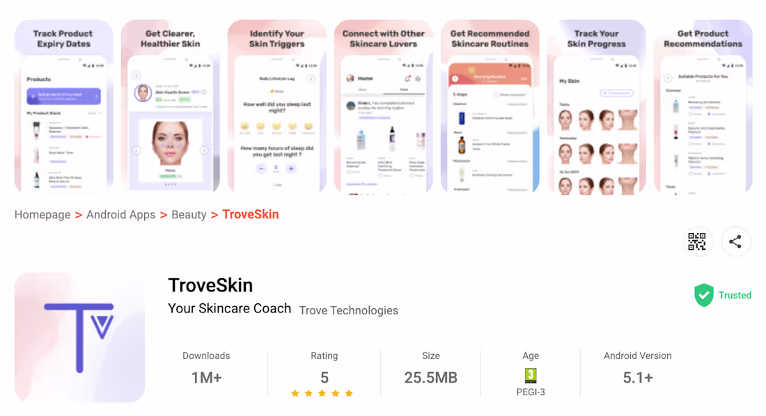 Cover image for TroveSkin 
Role: Copywriter for Apps
Project