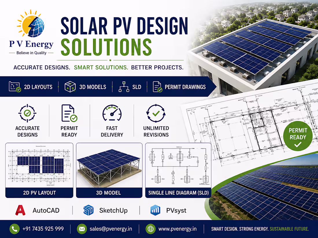 Cover image for I will design professional Solar PV layouts and permit drawings