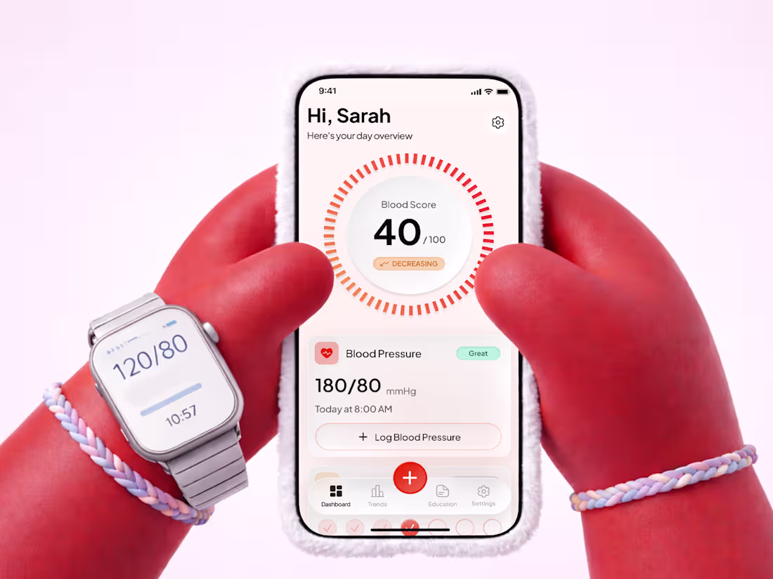 Cover image for BloodHealth AI. Blood pressure tracking mobile app. 