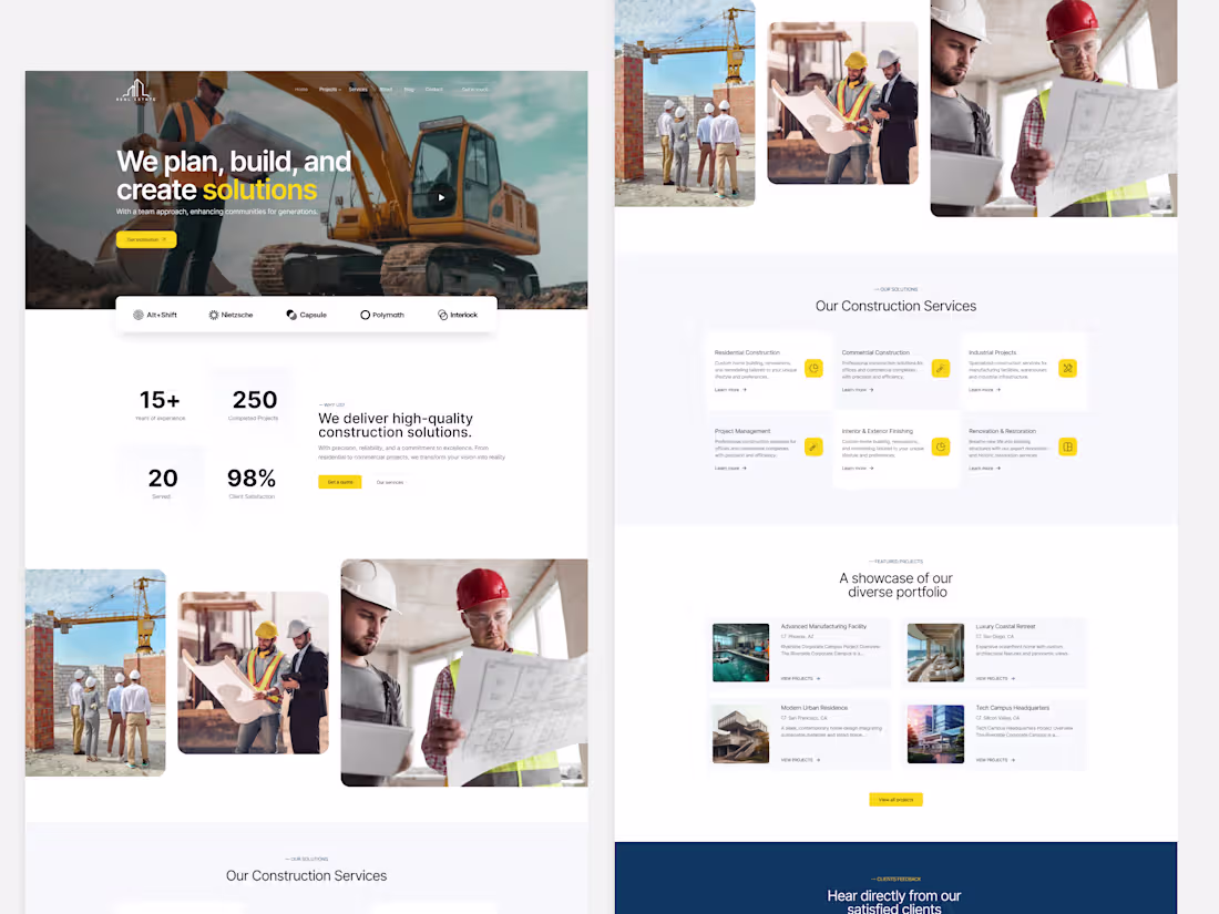 Cover image for Construction Company Website UI Design