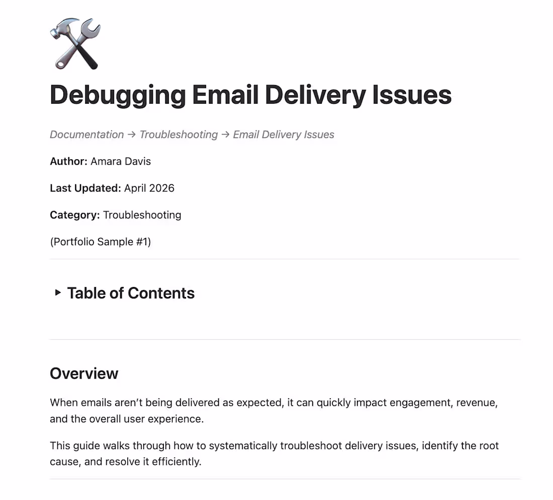 Cover image for Example Documentation for Email Delivery