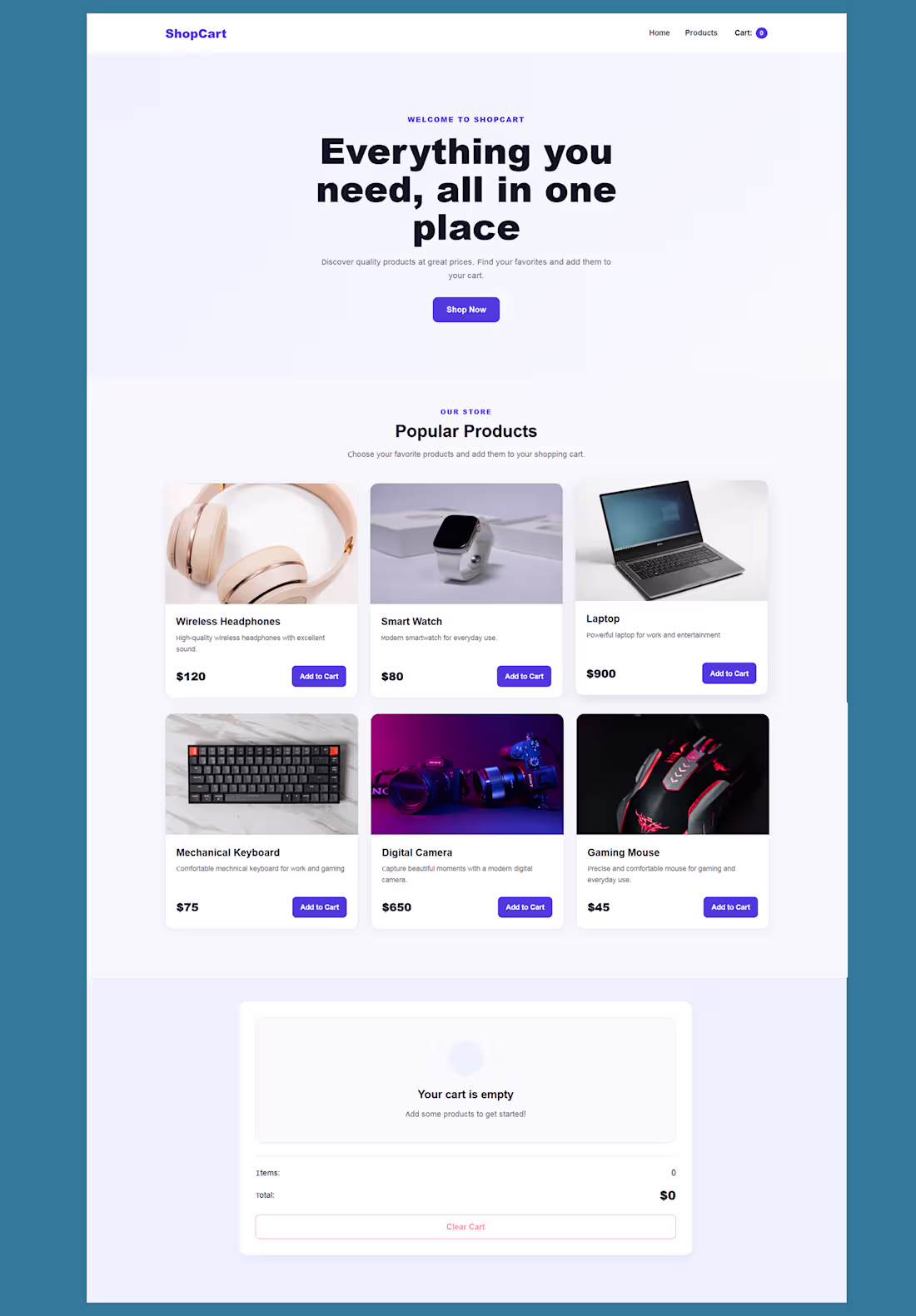 Cover image for ShopCart – Modern E-Commerce UI