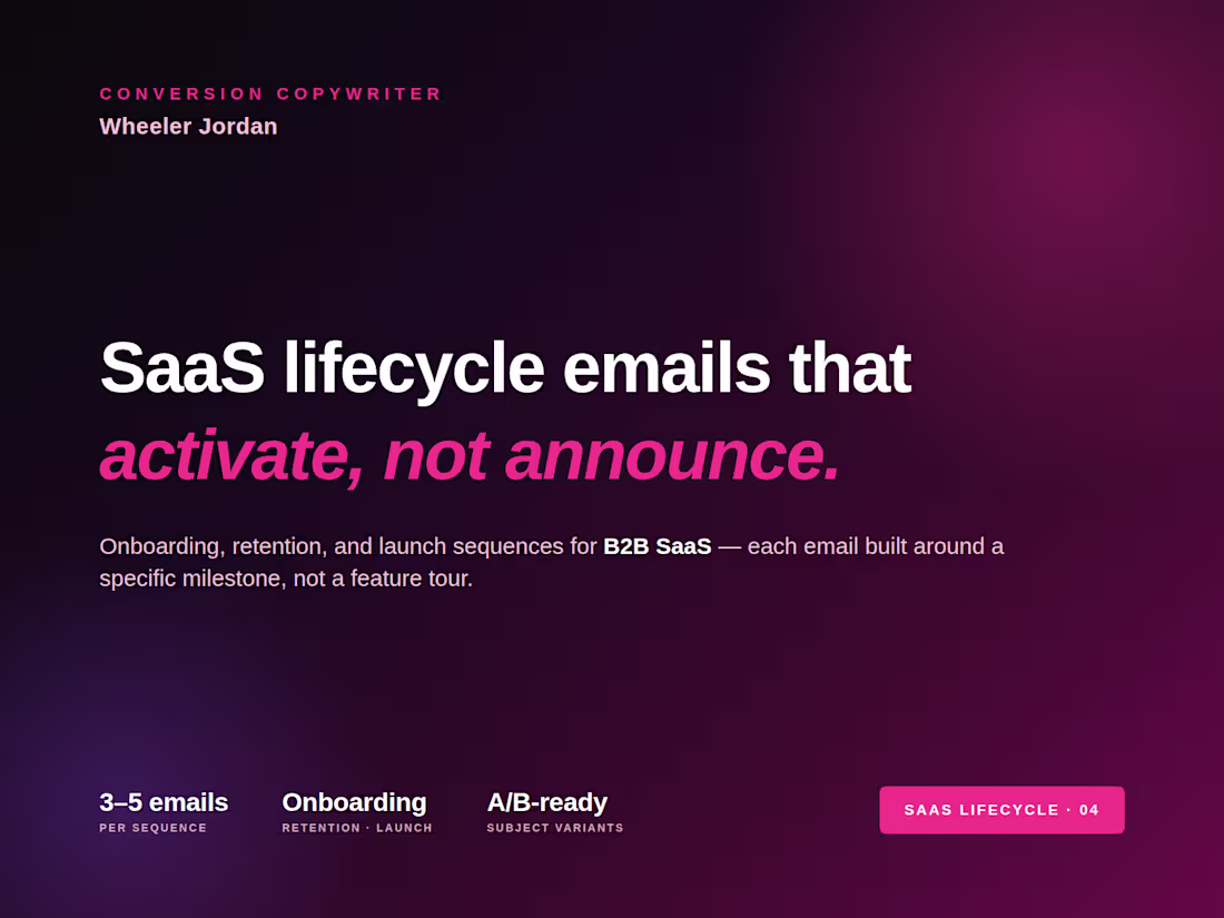 Cover image for SaaS Lifecycle Email Sequence (Onboarding, Retention, or Launch)