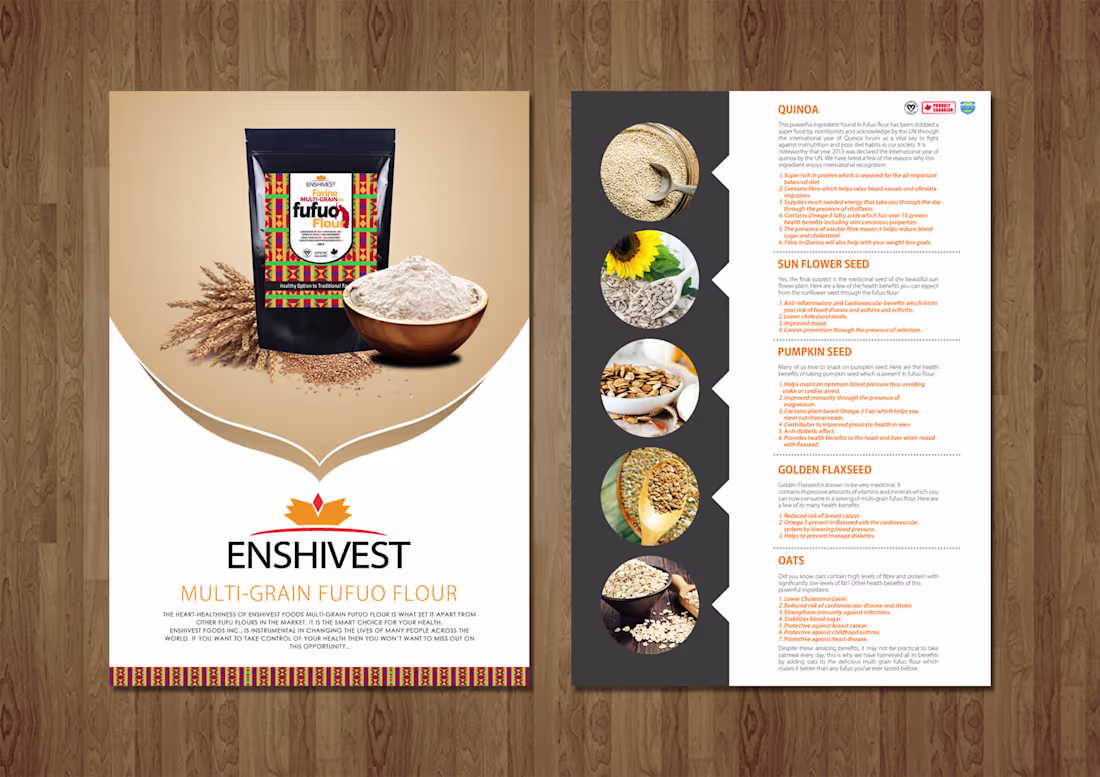 Cover image for Pamphlet Design for multi-grain fufuo