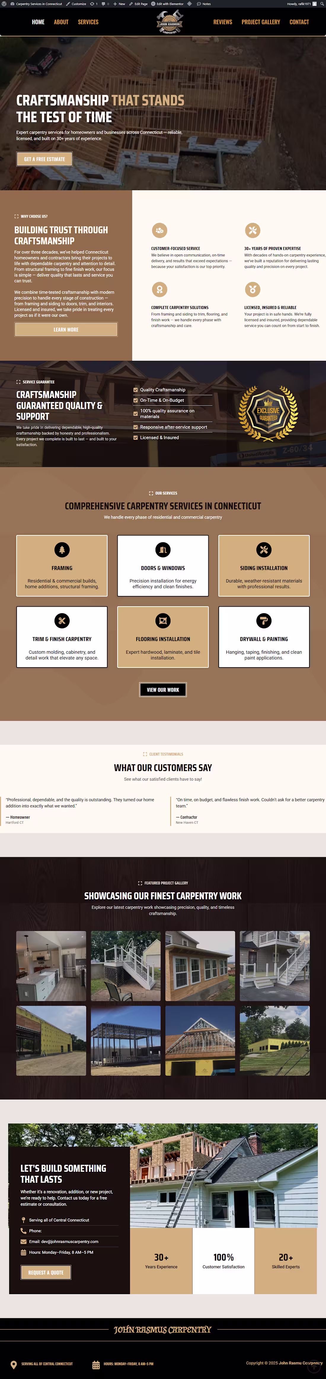 Cover image for Carpentary wordpress website with elementor