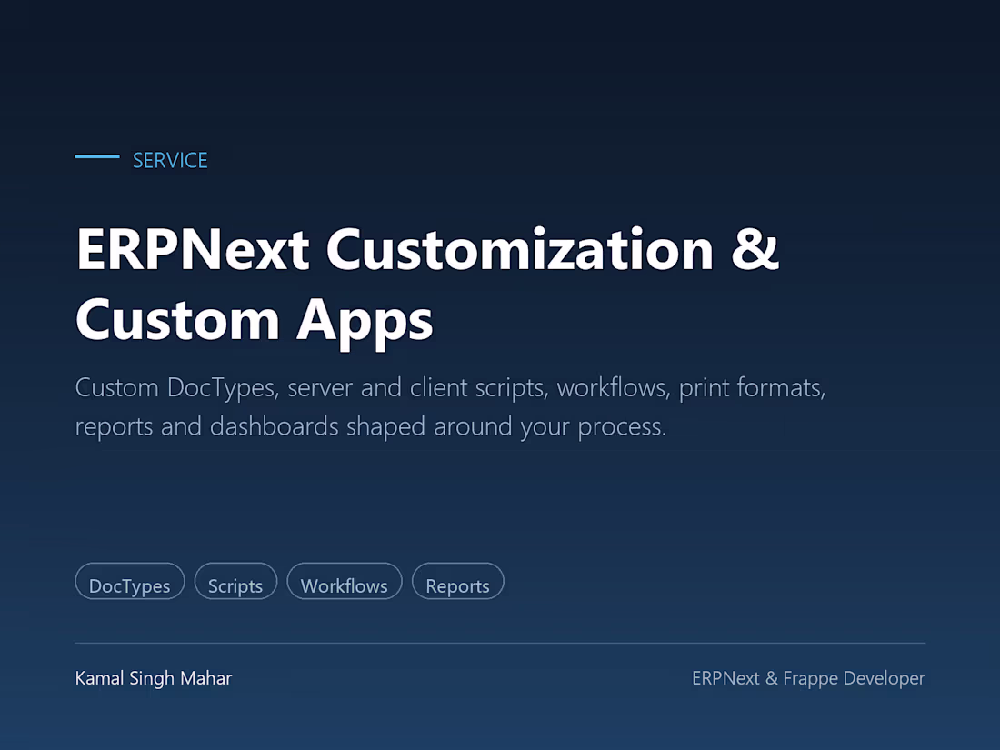 Cover image for ERPNext Customization & Custom Frappe Apps