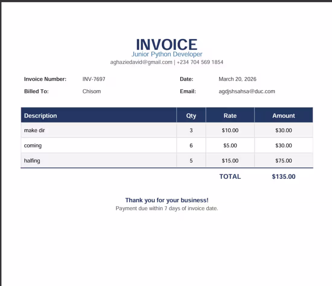 Cover image for Built a Professional Invoice Generator