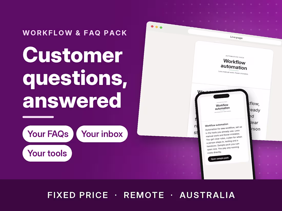 Cover image for Workflow and FAQ pack: one workflow on your accounts
