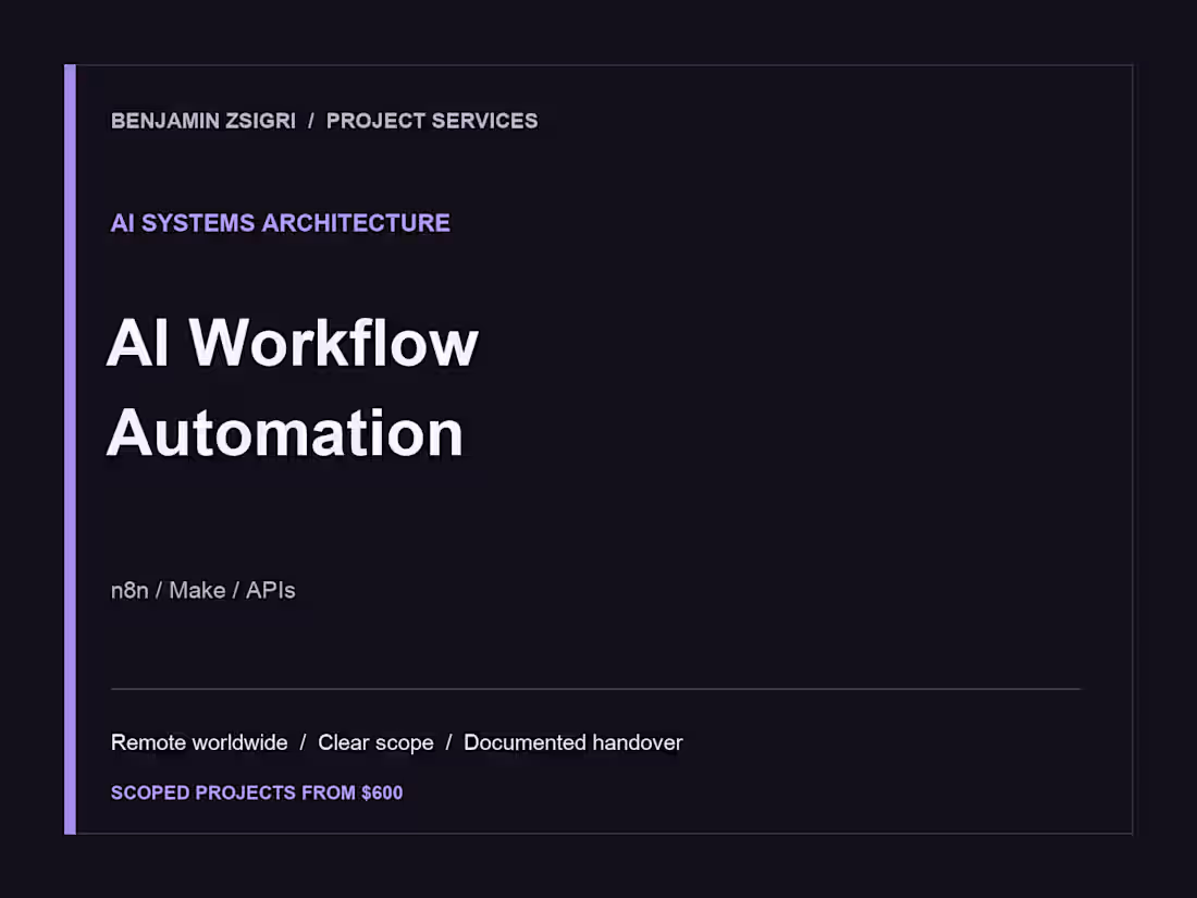 Cover image for AI Workflow Automation with n8n, Make & APIs