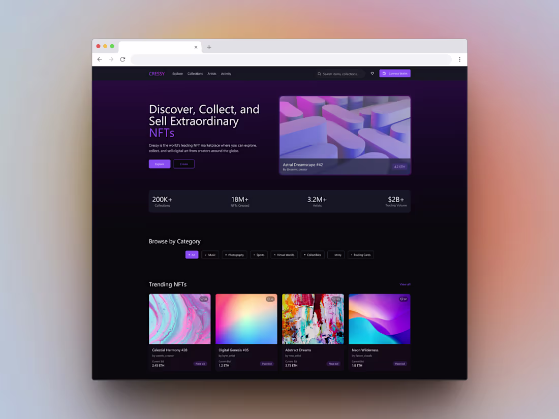 Cover image for CRESSY NFT Website Design & Development