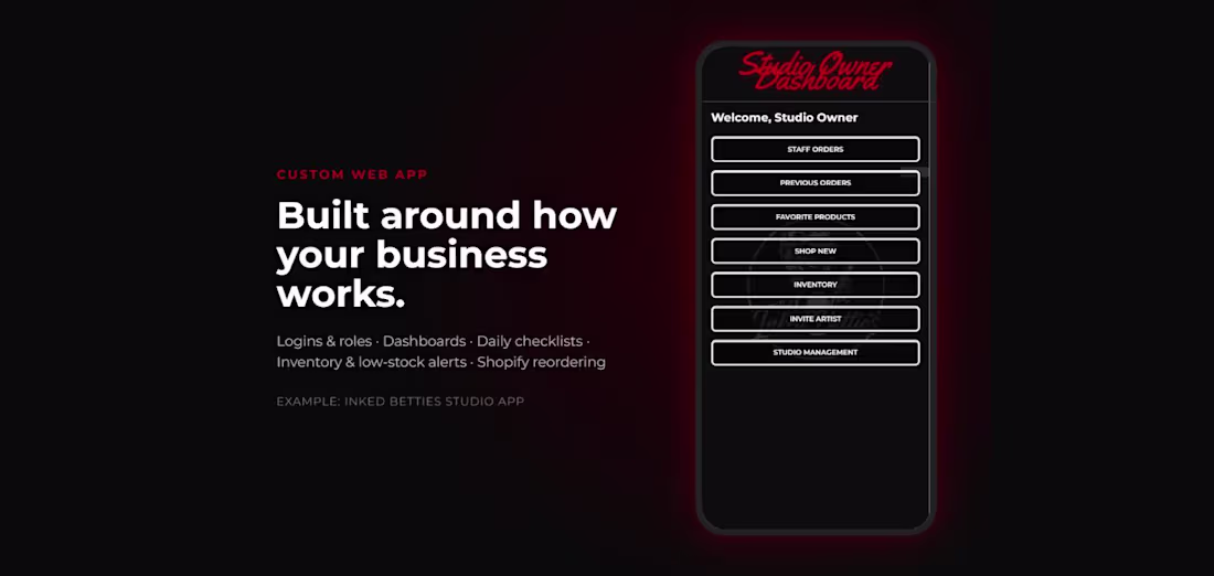 Cover image for Custom Web App: Logins, Dashboards & Database