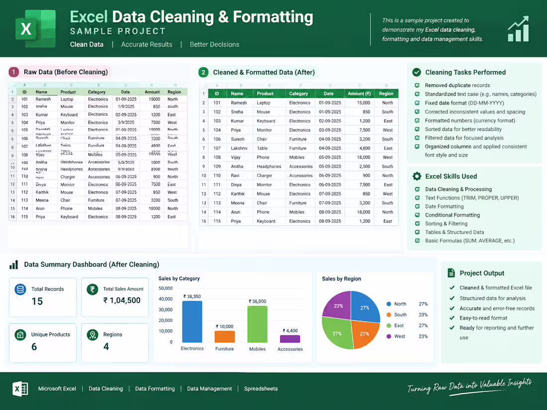 Cover image for Created an Excel Data Cleaning