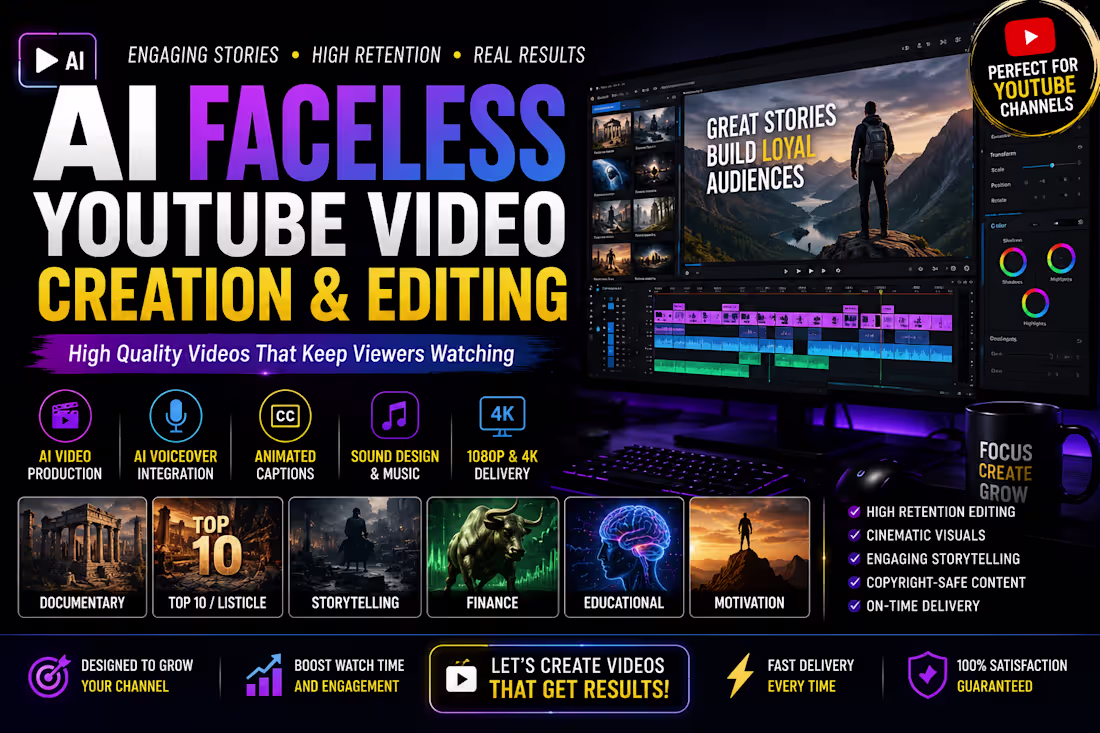 Cover image for AI Faceless YouTube Video Creation & Editing
