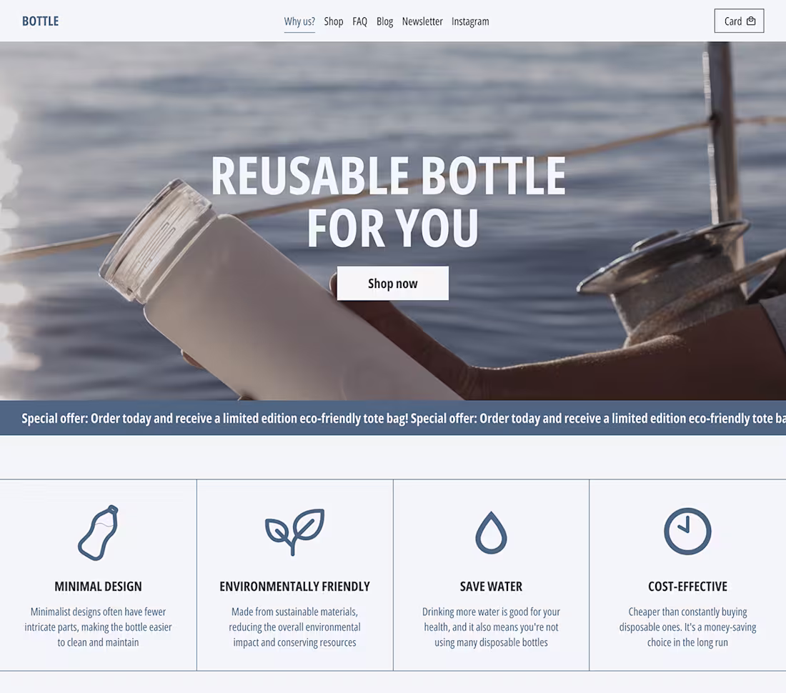 Cover image for Landing page - Reusable water bottles | UX/UI design