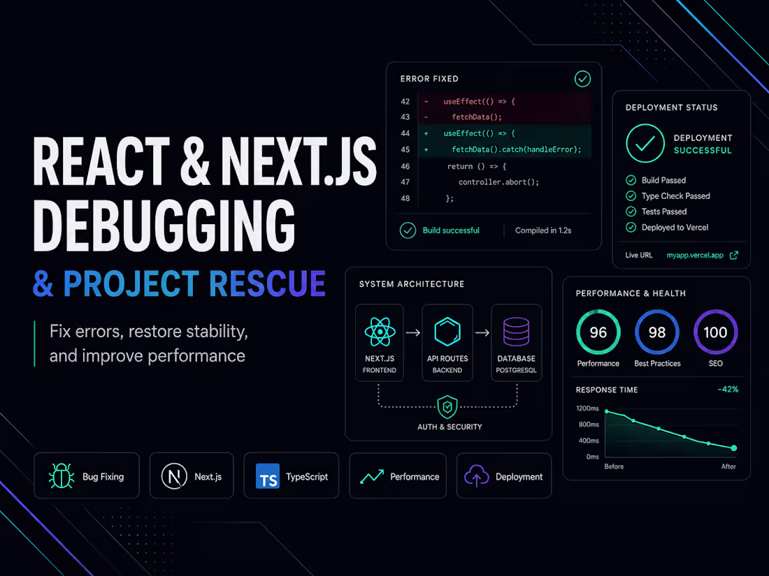 Cover image for React & Next.js Debugging and Project Rescue