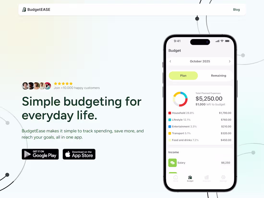 Cover image for BudgetEASE: Finance Landing Page Design
