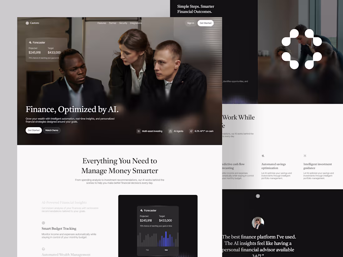 Cover image for Caztoro - AI Based Finance Manager Landing Page