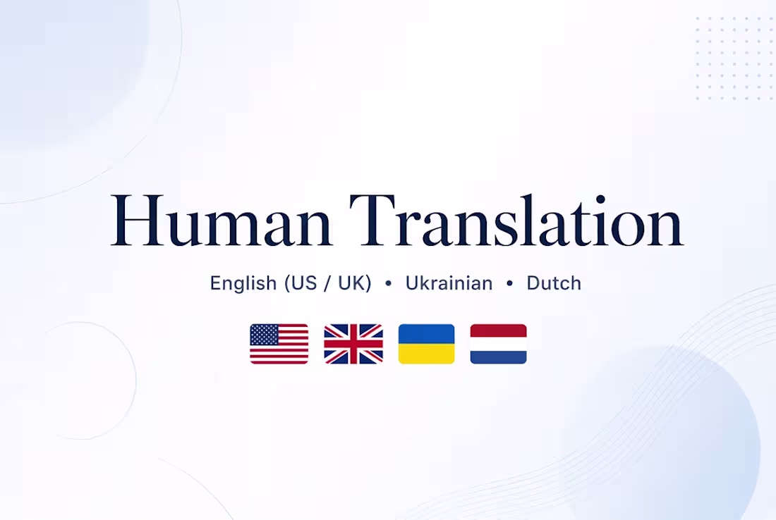 Cover image for Professional Human Translation: English ↔ Ukrainian ↔ Dutch
