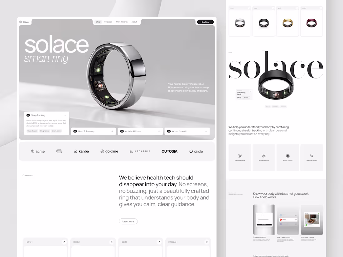Cover image for Solace - Smart Ring E-Commerce Landing Page