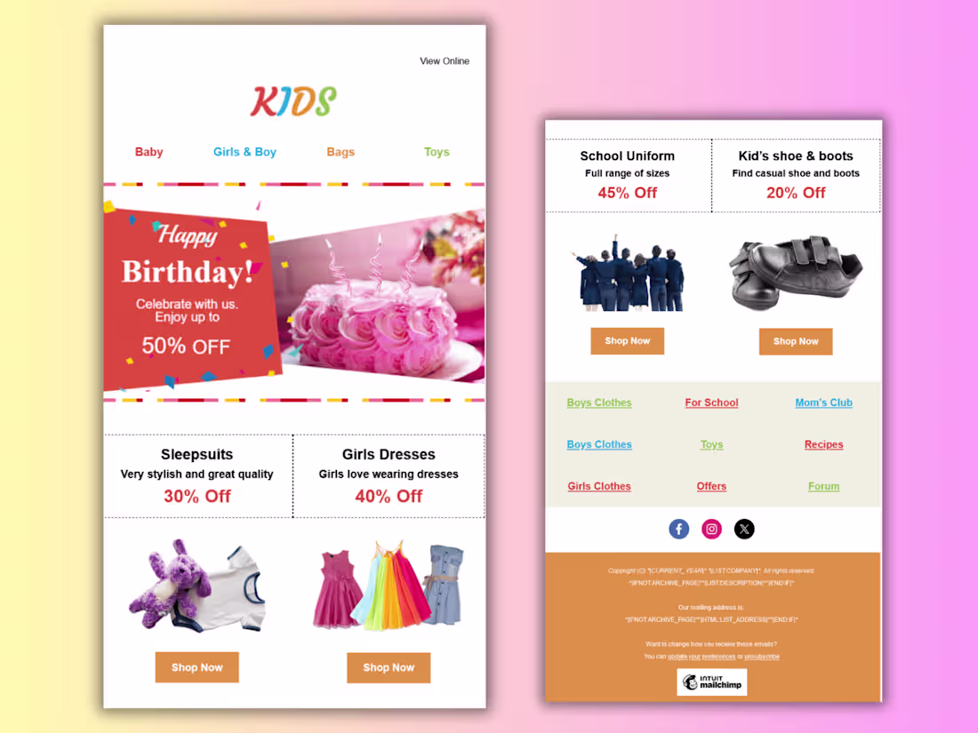 Cover image for Happy Birthday! Big Discounts on Kids' Fashion