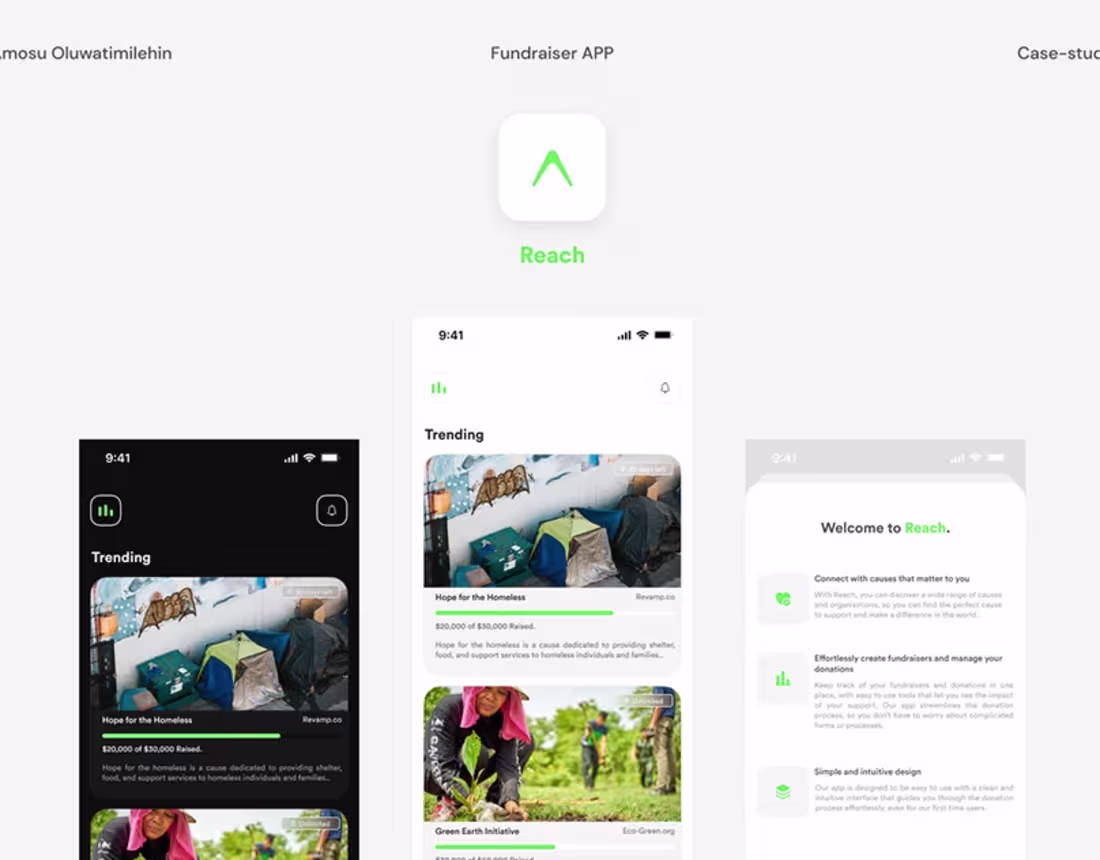 Cover image for REACH | UI Case study(Fundraiser App)