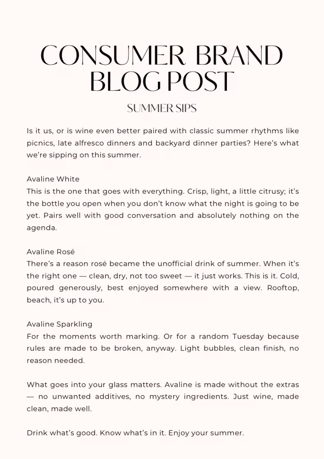 Cover image for Sample blog post for my favorite wine brand, featuring lifes...